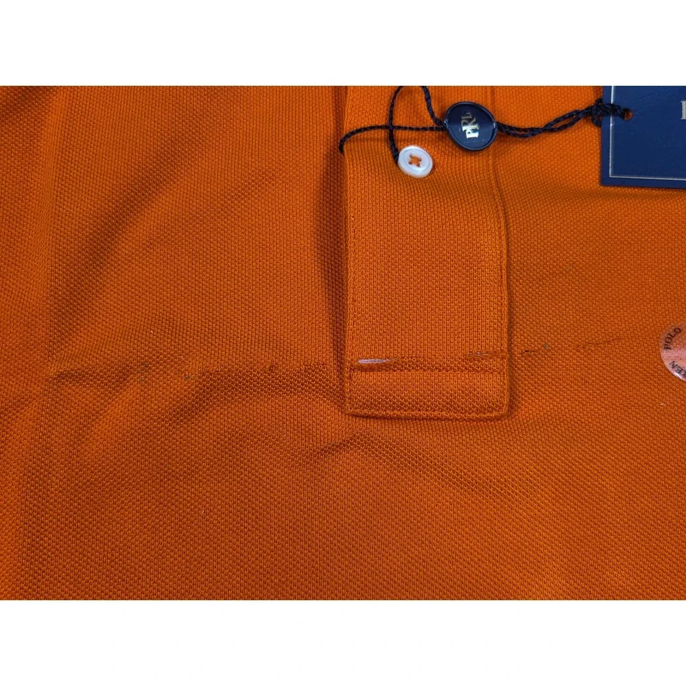 NEW Polo Ralph Lauren Mens Mesh Shirt Polo Orange Pony M Vintage NWT *FLAW*